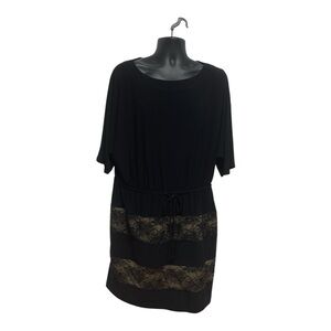Emma & Michele Black Midi Tie Waist Dress Size XL